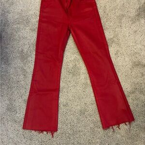 Mother The Hustler Ankle Fray. NWOT. New Years Red, cut #704907